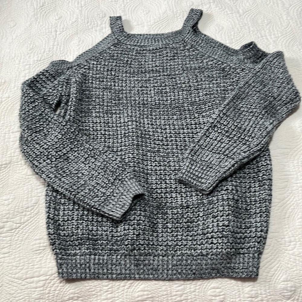 women’s charcoal cold shoulder sweater size small/medium